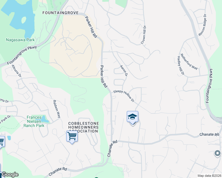 map of restaurants, bars, coffee shops, grocery stores, and more near 3533 Brookdale Drive in Santa Rosa