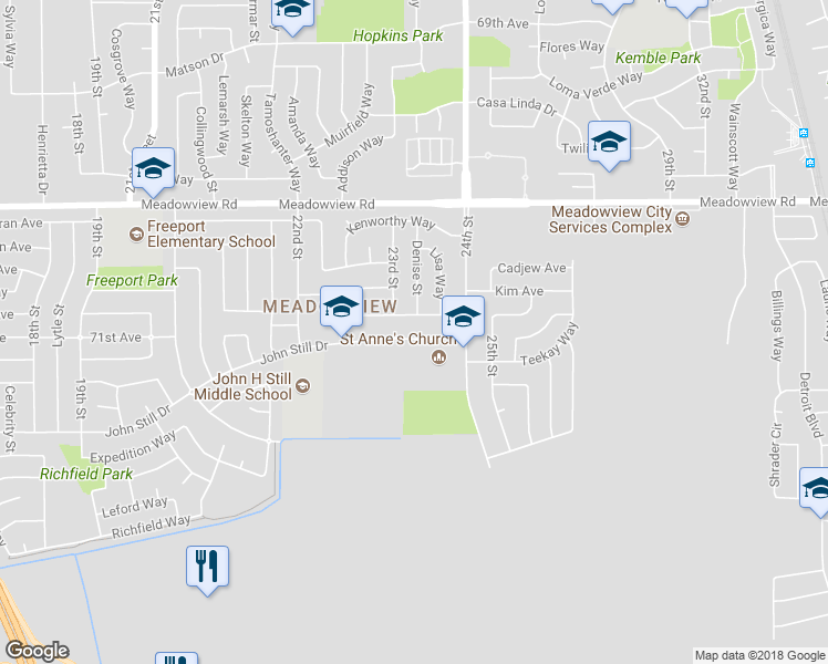 map of restaurants, bars, coffee shops, grocery stores, and more near 2319 John Still Drive in Sacramento