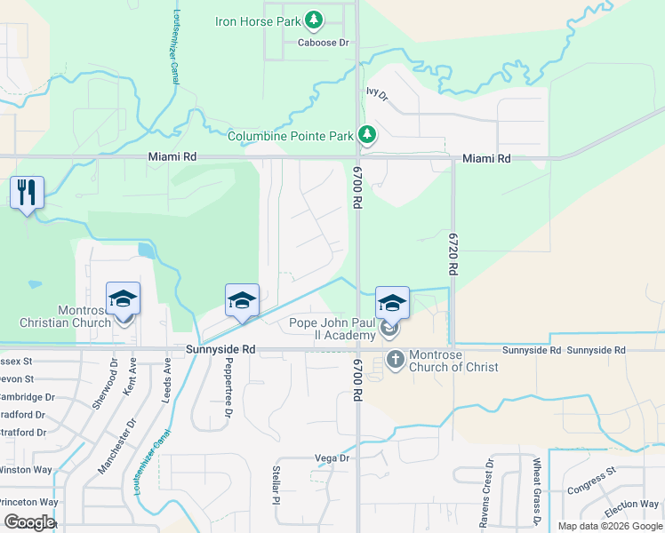 map of restaurants, bars, coffee shops, grocery stores, and more near 914 Laurel Lane in Montrose
