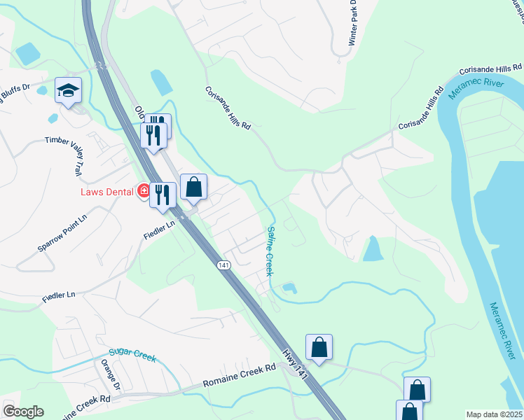 map of restaurants, bars, coffee shops, grocery stores, and more near 239 Cool Valley Drive in Fenton