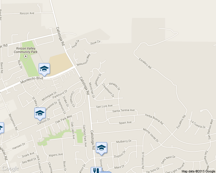 map of restaurants, bars, coffee shops, grocery stores, and more near 652 Rinaldo Street in Santa Rosa