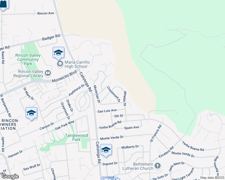 map of restaurants, bars, coffee shops, grocery stores, and more near 657 Rinaldo Street in Santa Rosa