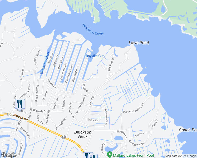 map of restaurants, bars, coffee shops, grocery stores, and more near 37166 Gull Watch Way in Selbyville