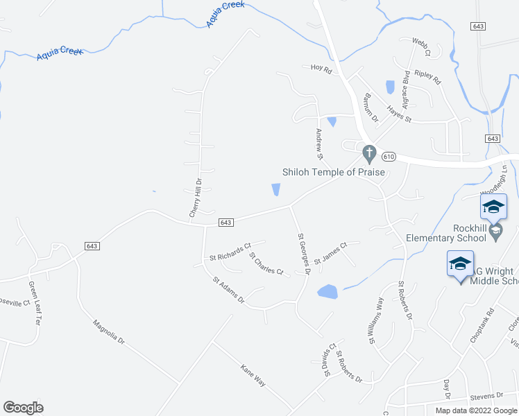 map of restaurants, bars, coffee shops, grocery stores, and more near 116 Joshua Road in Stafford