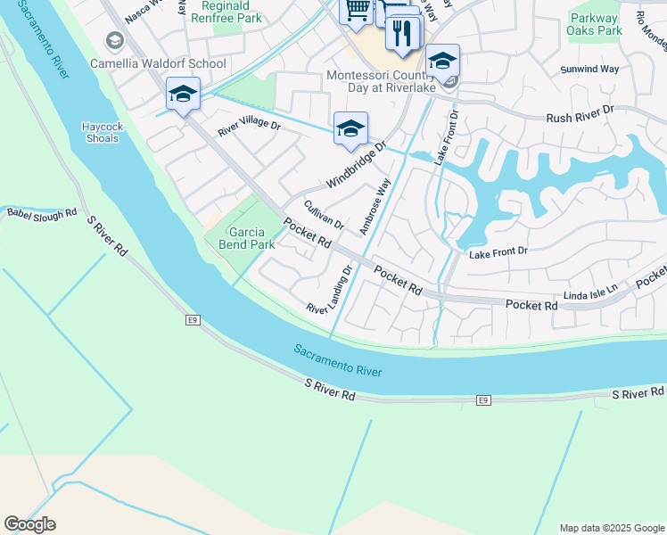 map of restaurants, bars, coffee shops, grocery stores, and more near 7709 Blackwater Way in Sacramento