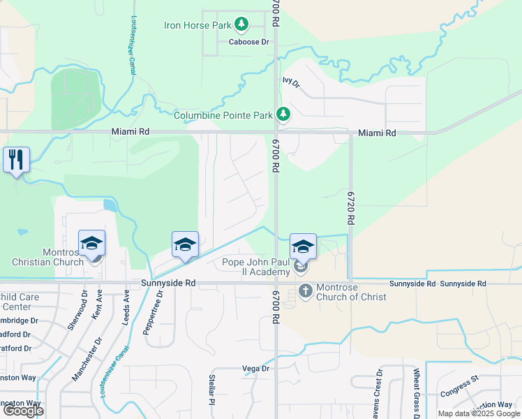 map of restaurants, bars, coffee shops, grocery stores, and more near 914 Laurel Lane in Montrose