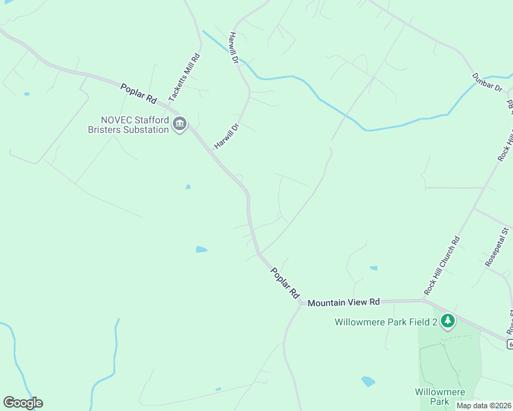 map of restaurants, bars, coffee shops, grocery stores, and more near 1900 Poplar Road in Stafford