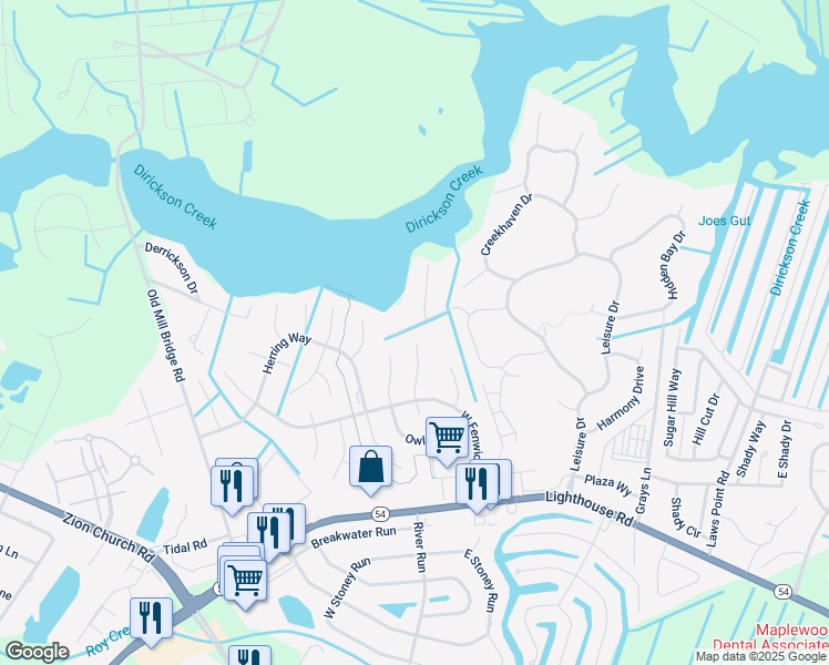 map of restaurants, bars, coffee shops, grocery stores, and more near 36980 Trout Terrace North in Selbyville