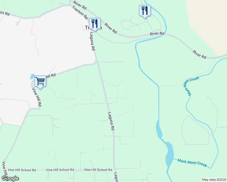 map of restaurants, bars, coffee shops, grocery stores, and more near 2594 Athena Court in Santa Rosa