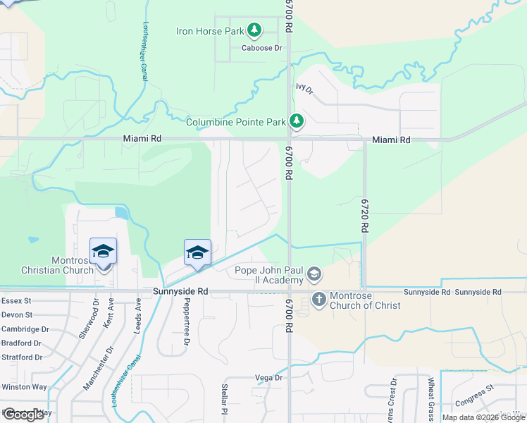 map of restaurants, bars, coffee shops, grocery stores, and more near 2706 Clover Ct in Montrose
