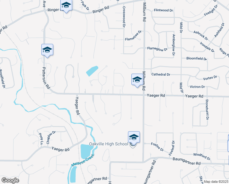 map of restaurants, bars, coffee shops, grocery stores, and more near 3015 Yaeger Road in St. Louis