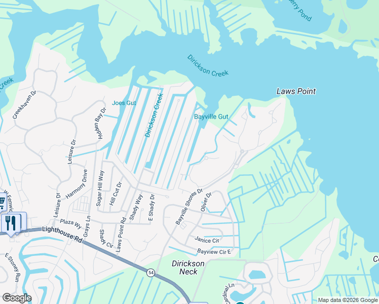 map of restaurants, bars, coffee shops, grocery stores, and more near 37830 Swann Drive in Selbyville