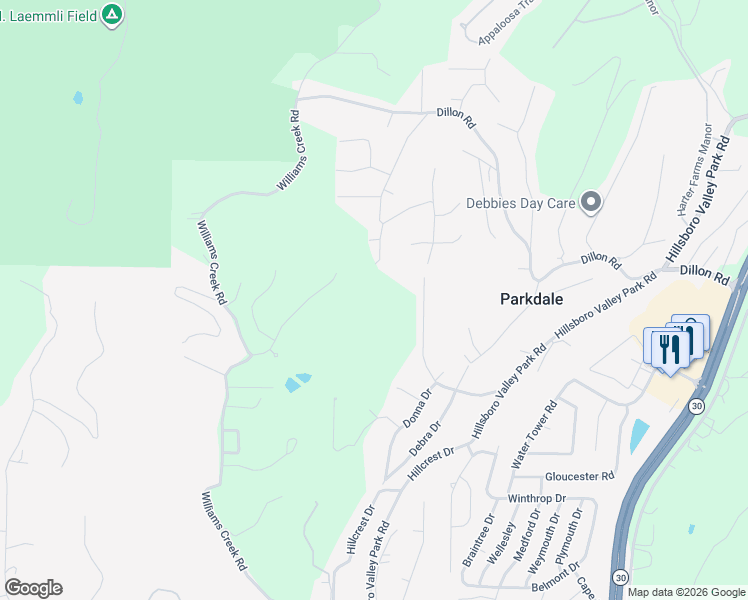 map of restaurants, bars, coffee shops, grocery stores, and more near 2325 Mickey Drive in High Ridge