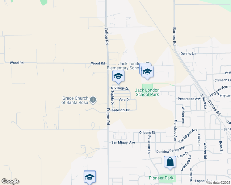 map of restaurants, bars, coffee shops, grocery stores, and more near 2475 Van Patter Drive in Santa Rosa
