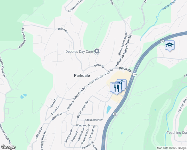 map of restaurants, bars, coffee shops, grocery stores, and more near 5436 Donald Drive in High Ridge