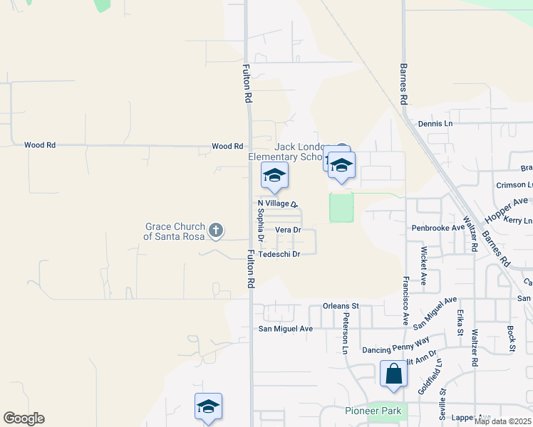 map of restaurants, bars, coffee shops, grocery stores, and more near 2479 Van Patter Drive in Santa Rosa
