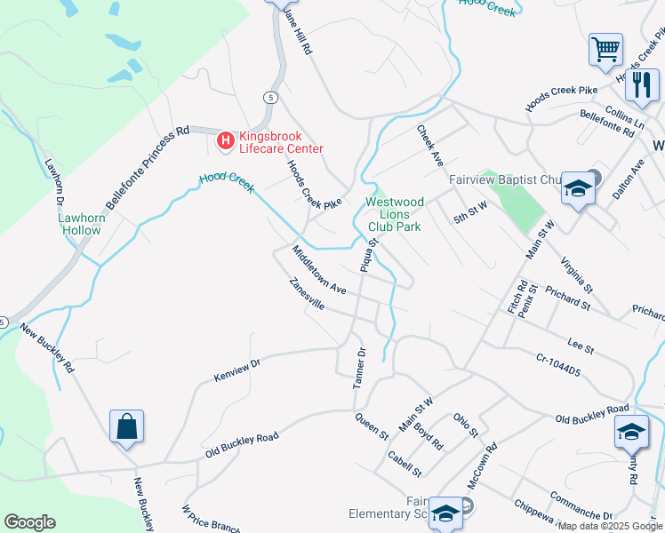 map of restaurants, bars, coffee shops, grocery stores, and more near 501-699 Middletown Avenue in Ashland