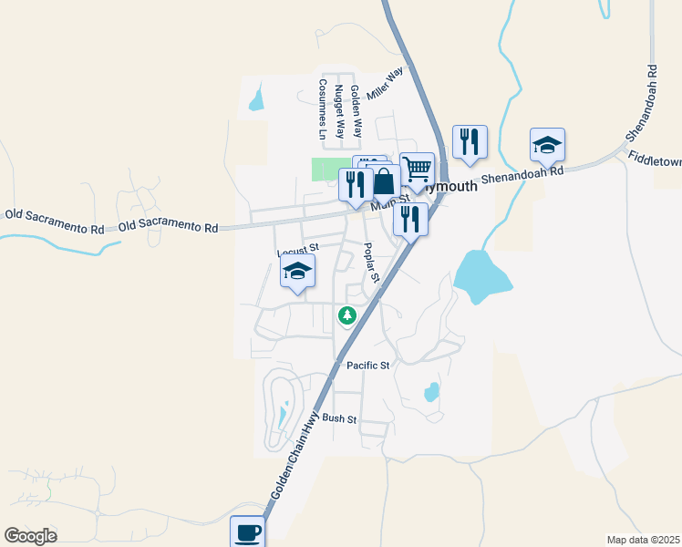 map of restaurants, bars, coffee shops, grocery stores, and more near 18483 Davis Street in Plymouth