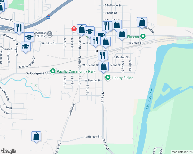 map of restaurants, bars, coffee shops, grocery stores, and more near in Pacific