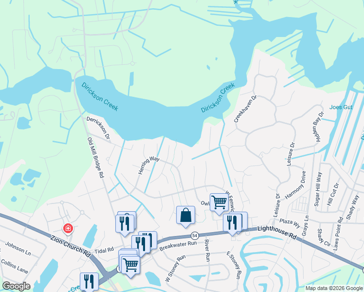 map of restaurants, bars, coffee shops, grocery stores, and more near 36820 Barracuda Court in Selbyville