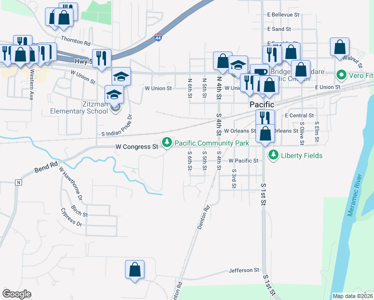 map of restaurants, bars, coffee shops, grocery stores, and more near 700 West Congress Street in Pacific