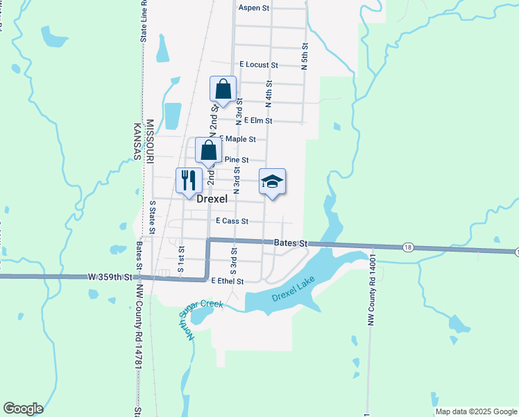 map of restaurants, bars, coffee shops, grocery stores, and more near 207 South 4th Street in Drexel