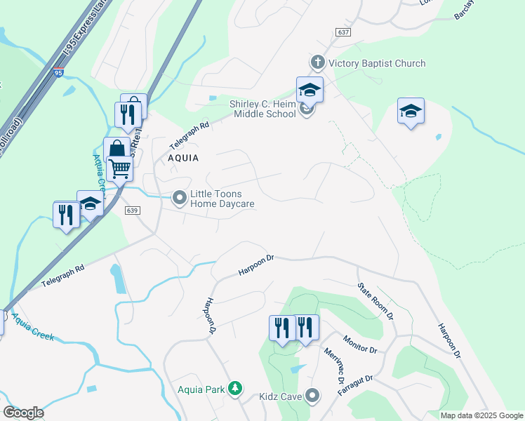 map of restaurants, bars, coffee shops, grocery stores, and more near 80 Brentsmill Drive in Stafford