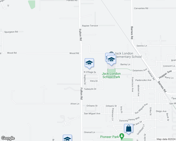 map of restaurants, bars, coffee shops, grocery stores, and more near 2556 North Village Drive in Santa Rosa