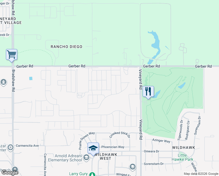 map of restaurants, bars, coffee shops, grocery stores, and more near 9980 Gerber Road in Sacramento