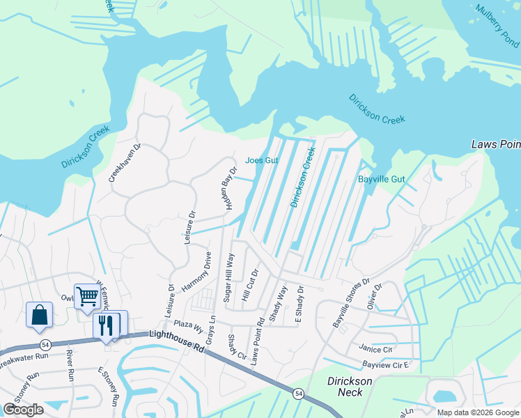 map of restaurants, bars, coffee shops, grocery stores, and more near 36957 Pintail Drive in Selbyville
