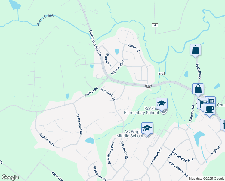 map of restaurants, bars, coffee shops, grocery stores, and more near 3 Saint Anthonys Court in Stafford