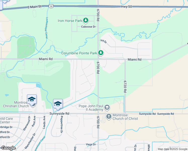 map of restaurants, bars, coffee shops, grocery stores, and more near 2810 Bluebell Court in Montrose