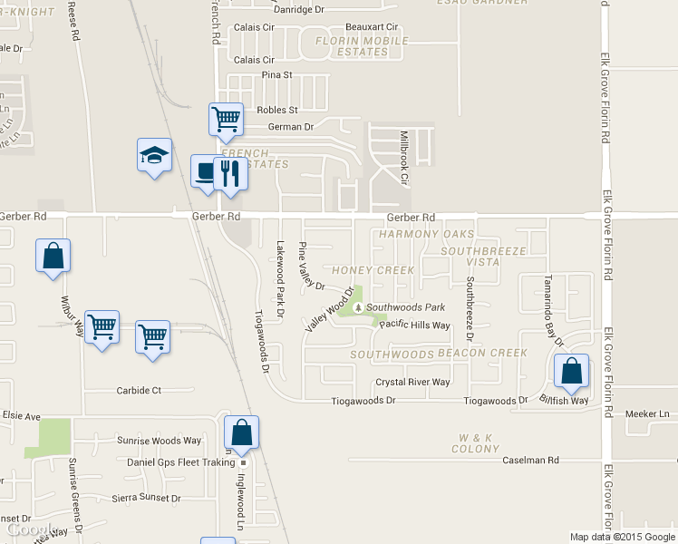 map of restaurants, bars, coffee shops, grocery stores, and more near 8620 Maple Grove Court in Sacramento