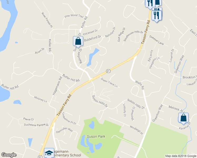 map of restaurants, bars, coffee shops, grocery stores, and more near 5196 Green Trace Lane in St. Louis