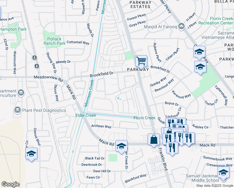 map of restaurants, bars, coffee shops, grocery stores, and more near 200 Sun Shower Circle in Sacramento