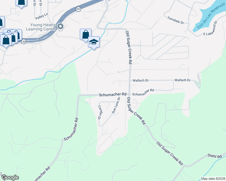 map of restaurants, bars, coffee shops, grocery stores, and more near 4121 Schumacher Road in High Ridge