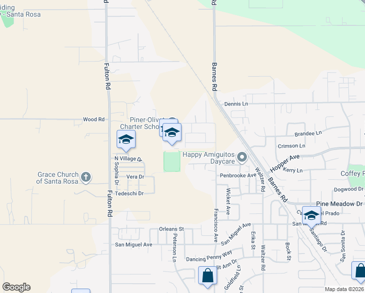 map of restaurants, bars, coffee shops, grocery stores, and more near 2507 Estery Lane in Santa Rosa