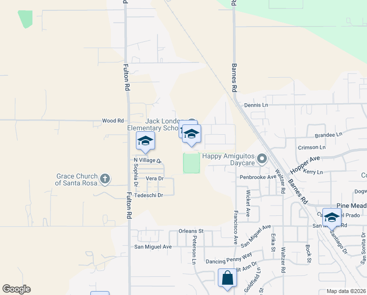 map of restaurants, bars, coffee shops, grocery stores, and more near 2707 Francisco Avenue in Santa Rosa