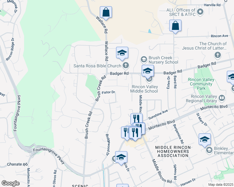 map of restaurants, bars, coffee shops, grocery stores, and more near 4339 Fistor Drive in Santa Rosa