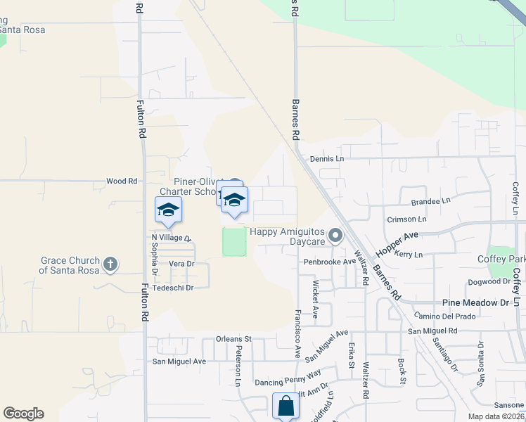 map of restaurants, bars, coffee shops, grocery stores, and more near 2545 Barley Lane in Santa Rosa