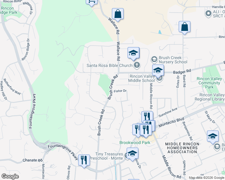map of restaurants, bars, coffee shops, grocery stores, and more near 4306 Cox Court in Santa Rosa