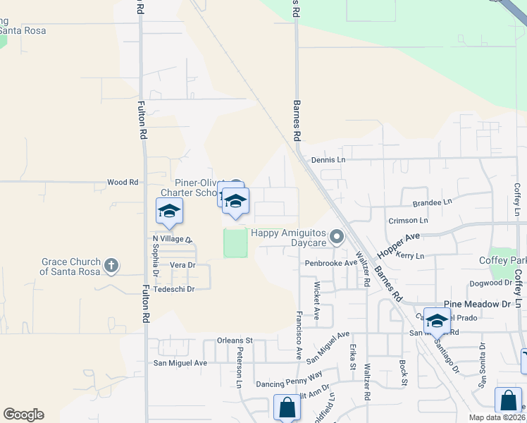 map of restaurants, bars, coffee shops, grocery stores, and more near 2545 Barley Lane in Santa Rosa