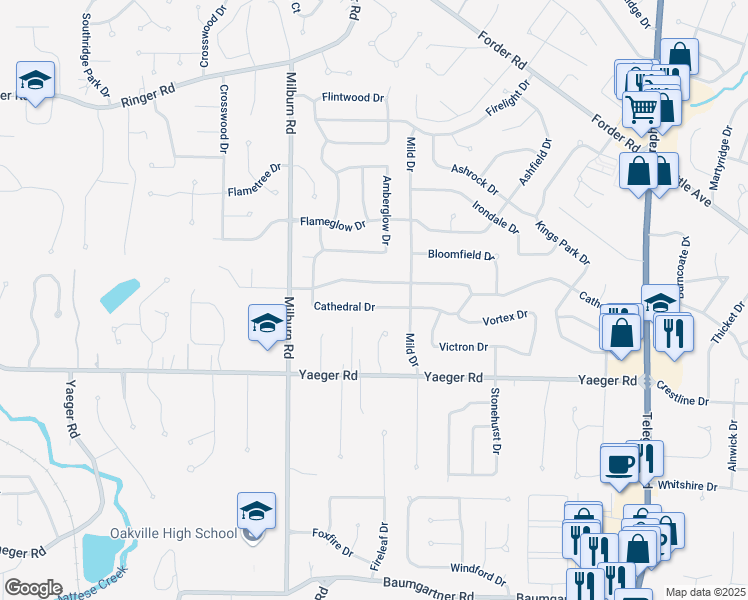 map of restaurants, bars, coffee shops, grocery stores, and more near 2834 Gladwood Drive in St. Louis