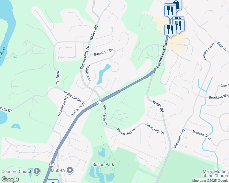 map of restaurants, bars, coffee shops, grocery stores, and more near 5342 Butler Hill Road in St. Louis