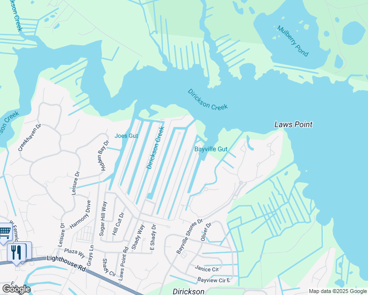 map of restaurants, bars, coffee shops, grocery stores, and more near 37081 Blue Teal Road in Selbyville