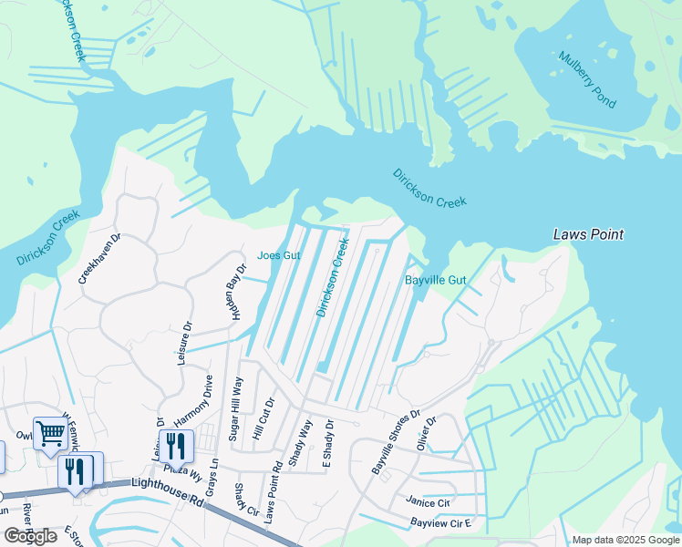 map of restaurants, bars, coffee shops, grocery stores, and more near 37062 Blue Bill Drive in Selbyville