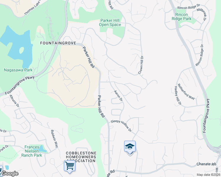 map of restaurants, bars, coffee shops, grocery stores, and more near 3627 Aaron Drive in Santa Rosa