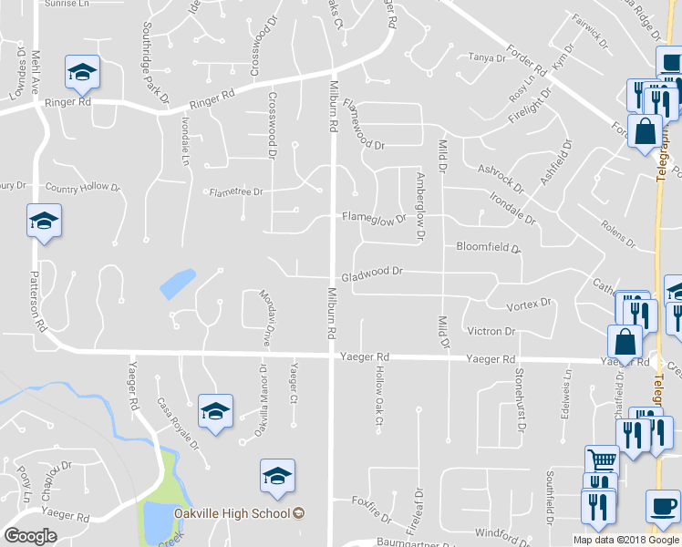 map of restaurants, bars, coffee shops, grocery stores, and more near 2899 Gladwood Drive in St. Louis