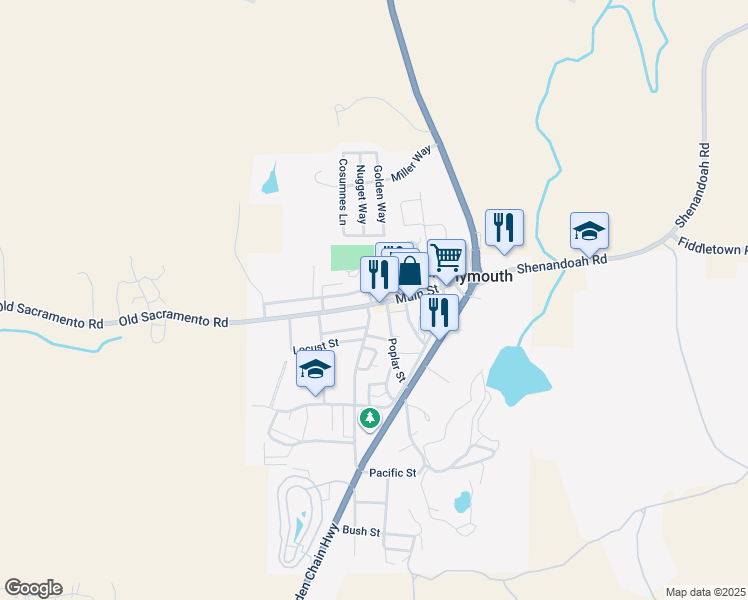 map of restaurants, bars, coffee shops, grocery stores, and more near 9339 Main Street in Plymouth