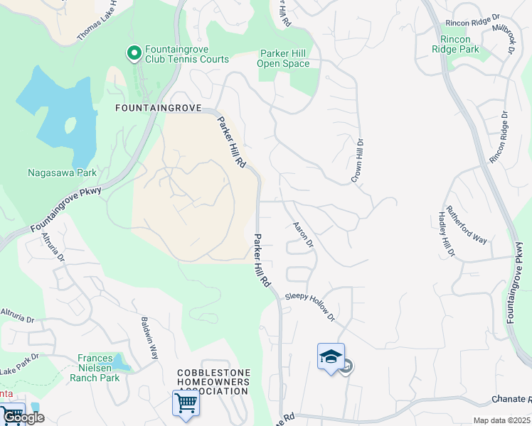 map of restaurants, bars, coffee shops, grocery stores, and more near 3525 Hidden Pine Court in Santa Rosa
